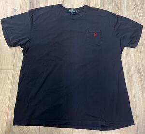 Polo Ralph Lauren Men’s 3XB Navy Pocket T-Shirt Red Pony Big & Tall Faded Y2K